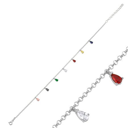 ANK103040-Colored-CZ-Dangle-Rolo-Chain-Charm-Anklet-925-Silver-Cubic-Zirconia