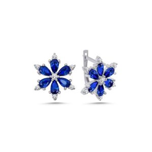 E102543-Lotus-Flower-Sapphire-CZ-Latch-Back-Earrings-925-Silver-Cubic-Zirconia