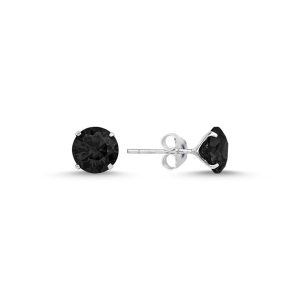 E90669-7mm-Round-Solitaire-Black-CZ-Stud-Earrings-925-Silver-Cubic-Zirconia