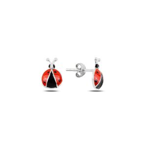 E96060-Ladybug-Enamel-Stud-Earrings-925-Silver