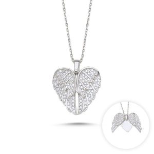 N82450-Wings-Heart-CZ-Movable-Necklace-925-Silver-Cubic-Zirconia