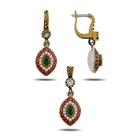 S102005-CZ-Ottoman-Style-Set-Metal-parts-are-925-silver-and-bronze-Cubic-Zirconia