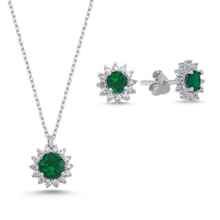 72-S102427-Halo-Solitaire-Colored-CZ-Set-925-Silver-Stone-Emerald-Solitaire-Cubic-Zirconia--Green